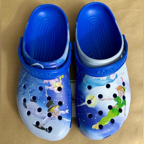 NWT Crocs Disney Parks Peter Pan Blue Classic Clogs - Picture 3 of 9